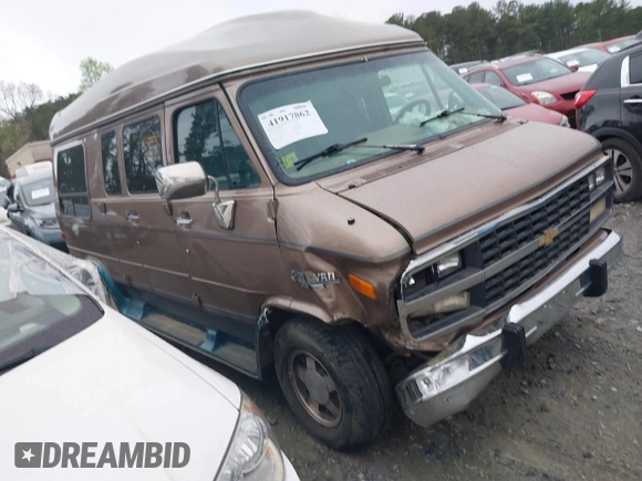 1995 Chevrolet Chevy Van z VIN 1GBEG25K8SF245639, wystawiony jako IAAI lot #41917862 z przebiegiem 89 015 mil mil oraz . Historia ofert i sprzedaży dostępna na DreamBid. Obrazek 1.