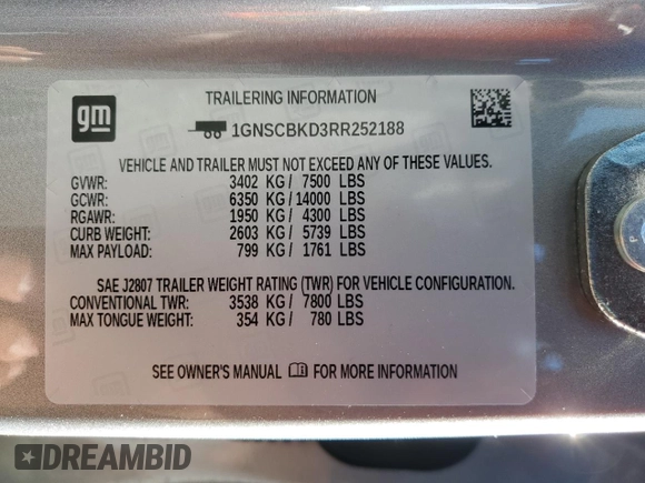 2024 Chevrolet Suburban LS with VIN 1GNSCBKD3RR252188, listed as a Copart auction lot 76882484 with 11,997 mi miles and Salvage Title. Bid and sale history available at DreamBid. Image 14.