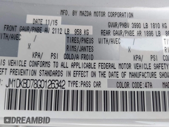 2016 Mazda CX-3 Grand Touring with VIN JM1DKBD78G0126342, listed as a IAAI auction lot 40787762 with 48,530 mi miles. Bid and sale history available at carsss.com. Image 9.