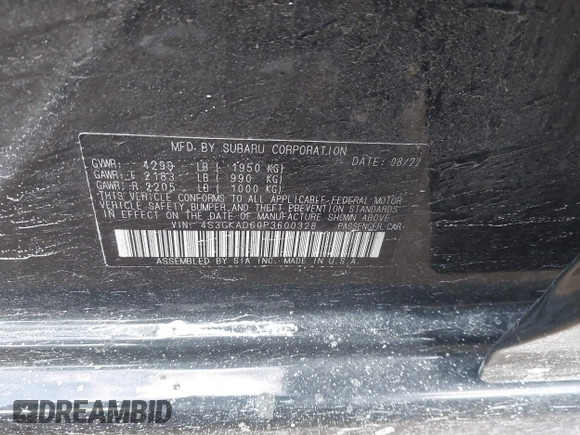 2023 Subaru Impreza Premium z VIN 4S3GKAD60P3600328, wystawiony jako IAAI lot #41574823 z przebiegiem 31 613 mil mil oraz . Historia ofert i sprzedaży dostępna na DreamBid. Obrazek 9.