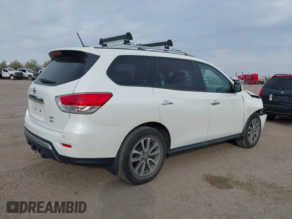 2016 Nissan Pathfinder SV with VIN 5N1AR2MM6GC620861, listed as a IAAI auction lot 40501234 with 107,424 mi miles and . Bid and sale history available at DreamBid. Image 4.