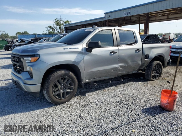 2024 Chevrolet Silverado 1500 Custom with VIN 1GCPABEK9RZ104464, listed as a Copart auction lot 51082665 with 23,287 mi miles and Non Repairable. Bid and sale history available at DreamBid. Image 1.