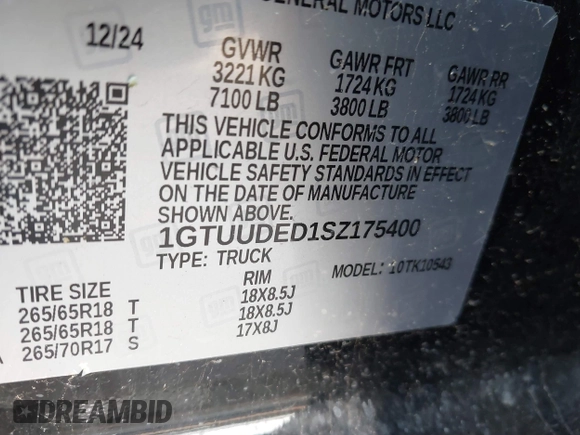 2025 GMC Sierra 1500 SLT с VIN 1GTUUDED1SZ175400, выставлен на аукционе IAAI как лот 42538160 с пробегом 13 777 миль миль и . История ставок и продаж доступна на DreamBid. Изображение 9.