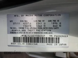 2012 Mazda 3 Mazdaspeed3 Touring with VIN JM1BL1L44C1504537, listed as a Copart auction lot 46816395 with 107,606 mi miles and Clean Title. Bid and sale history available at DreamBid. Image 12.