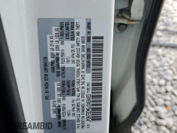 2018 Mazda CX-5 Grand Touring with VIN JM3KFBDM9J0468463, listed as a Copart auction lot 54524805 with 73,389 mi miles and Salvage Title. Bid and sale history available at DreamBid. Image 12.