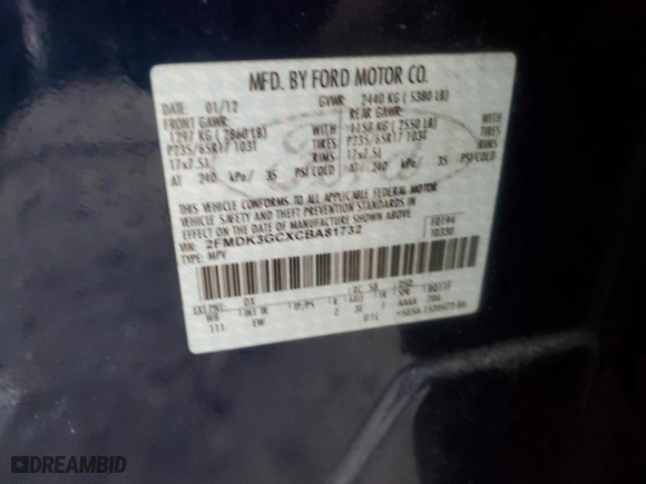 2012 Ford Edge SE with VIN 2FMDK3GCXCBA81732, listed as a Copart auction lot 80761464 with 149,425 mi miles and Clean Title. Bid and sale history available at carsss.com. Image 13.
