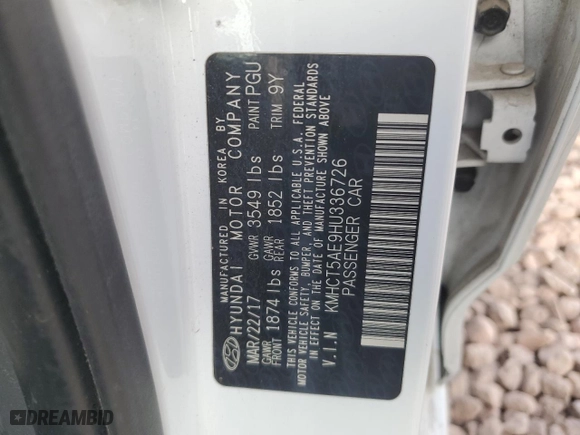 2017 Hyundai Accent SE with VIN KMHCT5AE9HU336726, listed as a Copart auction lot 41382765 with 103,894 mi miles and Salvage Title. Bid and sale history available at carsss.com. Image 12.