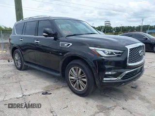 2018 Infiniti QX80 with VIN JN8AZ2NF1J9663338, listed as a IAAI auction lot 42689592 with 69,559 mi miles and . Bid and sale history available at DreamBid. Image 1.