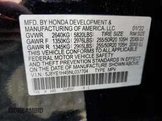 2022 Acura MDX w/Technology Package with VIN 5J8YE1H49NL037704, listed as a Copart auction lot 53861965 with 23,331 mi miles and Salvage Title. Bid and sale history available at carsss.com. Image 13.