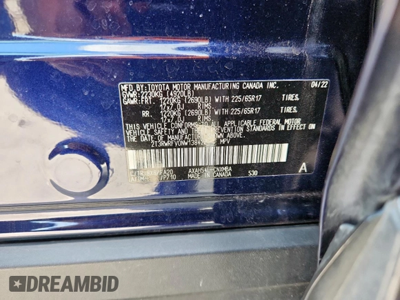 2022 Toyota RAV4 Hybrid XLE with VIN 2T3RWRFV0NW138427, listed as a Copart auction lot 60860815 with 27,772 mi miles and Salvage title. Bid and sale history available at DreamBid. Image 13.