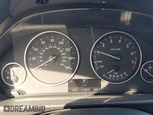 2015 BMW 3 Series 328i with VIN WBA3C1C59FK120469, listed as a Copart auction lot 46492435 with 114,970 mi miles and Salvage Title. Bid and sale history available at carsss.com. Image 9.