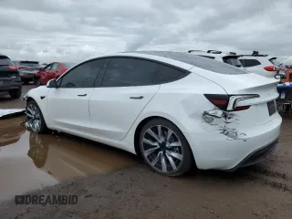 2025 Tesla Model 3 Long Range with VIN 5YJ3E1EB7SF928813, listed as a Copart auction lot 58837915 with 4,278 mi miles and Salvage title. Bid and sale history available at DreamBid. Image 2.