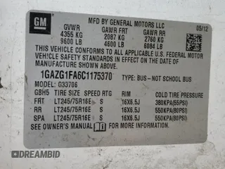 2012 Chevrolet Express Passenger 1LT z VIN 1GAZG1FA6C1175370, wystawiony jako Copart lot #48130955 z przebiegiem 268 170 mil mil oraz Szkoda całkowita • Salvage title. Historia ofert i sprzedaży dostępna na DreamBid. Obrazek 13.