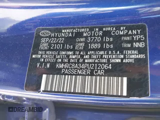 2023 Hyundai Venue SEL with VIN KMHRC8A34PU212064, listed as a IAAI auction lot 42387529 with 21,556 mi miles and . Bid and sale history available at DreamBid. Image 9.