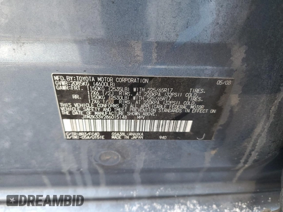 2008 Toyota RAV4 with VIN JTMZK33V286015148, listed as a Copart auction lot 85472344 with 98,547 mi miles and Salvage Title. Bid and sale history available at carsss.com. Image 12.