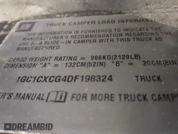 2013 Chevrolet Silverado 2500HD LT with VIN 1GC1CXCG4DF198324, listed as a IAAI auction lot 41883232 with 1 mi miles. Bid and sale history available at carsss.com. Image 9.