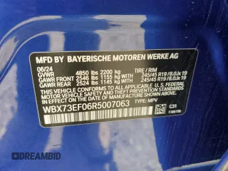 2024 BMW X1 xDrive28i with VIN WBX73EF06R5007063, listed as a Copart auction lot 56143075 with 2,947 mi miles and Salvage title. Bid and sale history available at DreamBid. Image 14.