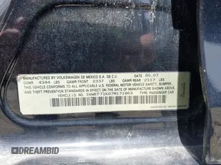 2007 Volkswagen Jetta Wolfsburg Edition с VIN 3VWEF71K07M171963, выставлен на аукционе IAAI как лот 42049655 с пробегом 151 647 миль миль и . История ставок и продаж доступна на DreamBid. Изображение 9.
