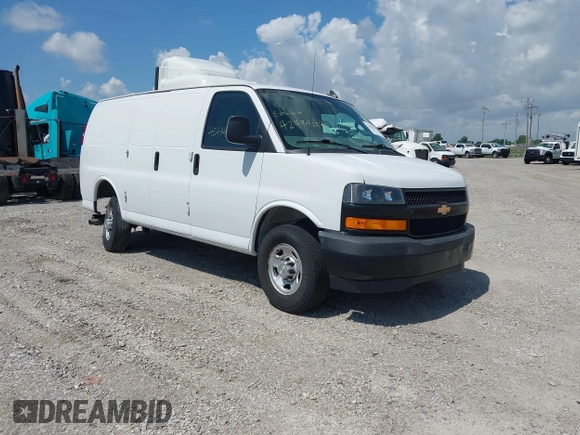 2020 Chevrolet Express Cargo with VIN 1GCWGAFG8L1173280, listed as a IAAI auction lot 42434124 with 157,399 mi miles and . Bid and sale history available at DreamBid. Image 1.