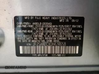2013 Subaru Forester X Limited z VIN JF2SHAECXDH424658, wystawiony jako Copart lot #57326425 z przebiegiem 138 459 mil mil oraz Szkoda całkowita • Salvage title. Historia ofert i sprzedaży dostępna na DreamBid. Obrazek 13.