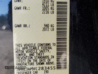 2015 Nissan Altima 2.5 S with VIN 1N4AL3AP9FC283455, listed as a Copart auction lot 53495215 with 86,576 mi miles and Salvage Title. Bid and sale history available at carsss.com. Image 12.