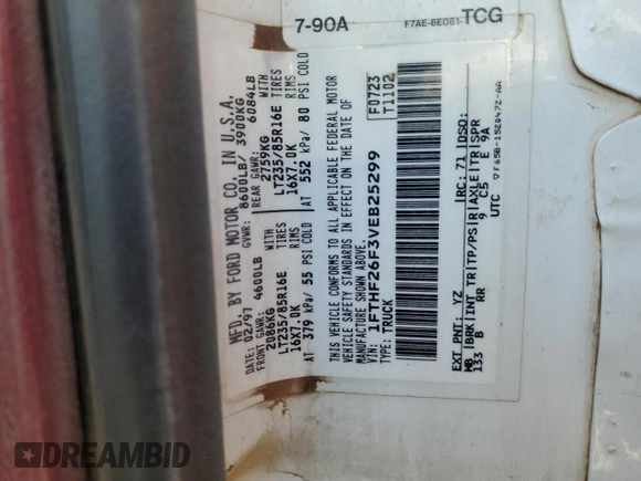 1997 Ford F-250 z VIN 1FTHF26F3VEB25299, wystawiony jako Copart lot #79120094 z przebiegiem 232 954 mil mil oraz Szkoda całkowita • Salvage title. Historia ofert i sprzedaży dostępna na DreamBid. Obrazek 12.