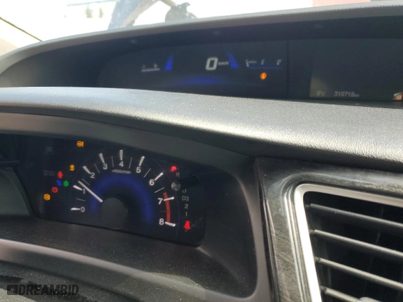 2013 Honda Civic Sdn LX with VIN 2HGFB2F40DH008726, listed as a Copart auction lot 52205165 with 310,718 mi miles and Salvage Title. Bid and sale history available at carsss.com. Image 9.