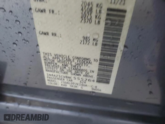 2022 Nissan LEAF SV with VIN 1N4AZ1CV8NC555264, listed as a Copart auction lot 45670885 with 27,089 mi miles and Salvage Title. Bid and sale history available at DreamBid. Image 12.