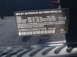 2017 BMW X5 sDrive35i with VIN 5UXKR2C53H0U21044, listed as a IAAI auction lot 41946564 with 54,585 mi miles. Bid and sale history available at carsss.com. Image 9.