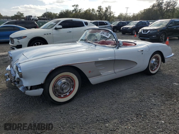1959 Chevrolet Corvette с VIN J59S104156, выставлен на аукционе Copart как лот 80941704 с пробегом 29 693 миль миль и Списание • Salvage title. История ставок и продаж доступна на DreamBid. Изображение 1.
