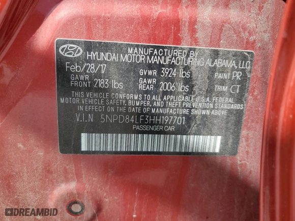 2017 Hyundai Elantra SE with VIN 5NPD84LF3HH197701, listed as a Copart auction lot 48785035 with 27,019 mi miles and Salvage Title. Bid and sale history available at carsss.com. Image 12.