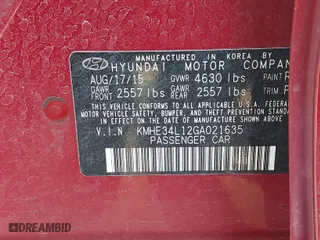 2016 Hyundai Sonata Hybrid Limited with VIN KMHE34L12GA021635, listed as a IAAI auction lot 41773019 with 152,826 mi miles. Bid and sale history available at carsss.com. Image 9.