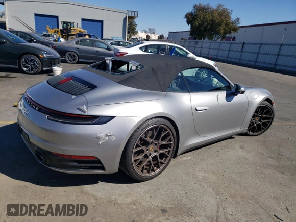 2020 Porsche 911 Carrera S with VIN WP0CB2A9XLS262651, listed as a Copart auction lot 76948374 with 25,800 mi miles and Salvage Title. Bid and sale history available at DreamBid. Image 3.