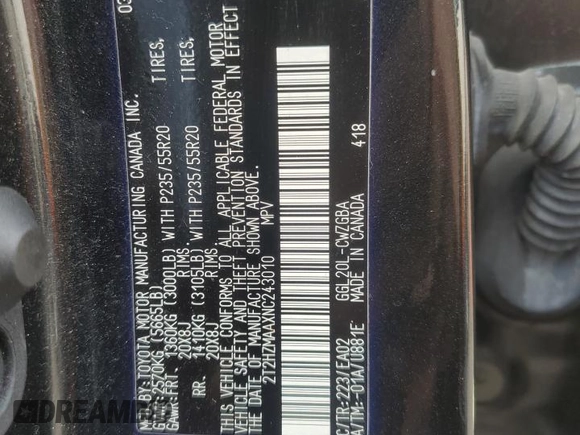 2022 Lexus RX 350 with VIN 2T2HZMAAXNC243010, listed as a Copart auction lot 54106445 with 55,605 mi miles and Salvage Title. Bid and sale history available at DreamBid. Image 12.