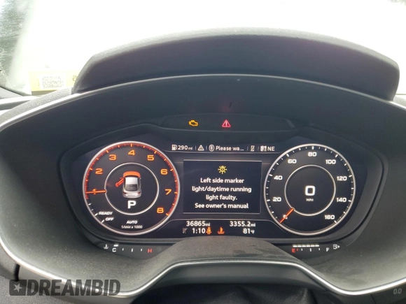 2018 Audi TT with VIN TRUC5AFV5J1014808, listed as a Copart auction lot 60392315 with 36,865 mi miles and Salvage title. Bid and sale history available at DreamBid. Image 9.