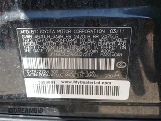 2011 Lexus IS 350 z VIN JTHBE5C29B5027237, wystawiony jako IAAI lot #42236845 z przebiegiem 215 485 mil mil oraz . Historia ofert i sprzedaży dostępna na DreamBid. Obrazek 9.