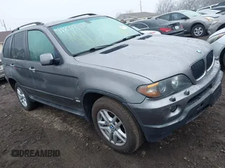 2005 BMW X5 3.0i with VIN 5UXFA13575LY08841, listed as a IAAI auction lot 41831889 with 999,999 mi miles. Bid and sale history available at carsss.com. Image 1.