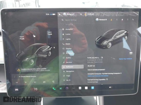2018 Tesla Model 3 Long Range Battery with VIN 5YJ3E1EB3JF090567, listed as a IAAI auction lot 41568312 with 35,327 mi miles and . Bid and sale history available at DreamBid. Image 19.