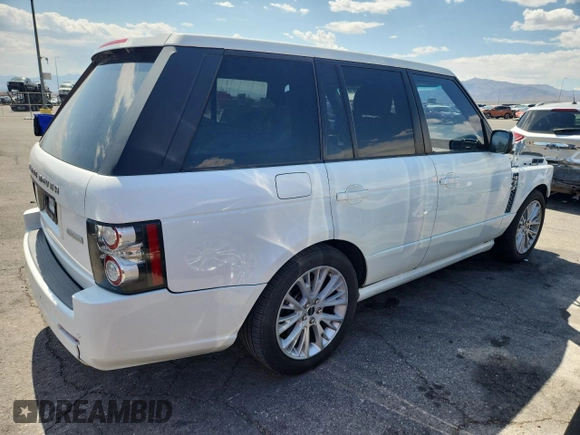 2012 Land Rover Range Rover SC Autobiography with VIN SALMP1E45CA385271, listed as a Copart auction lot 54558125 with 93,103 mi miles and Salvage title. Bid and sale history available at DreamBid. Image 3.