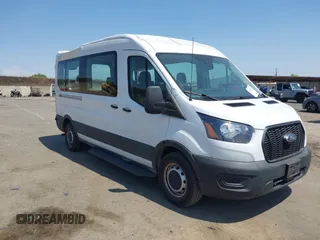 2023 Ford Transit Passenger XL with VIN 1FBAX2CG7PKC04821, listed as a IAAI auction lot 42379783 with 15,909 mi miles and . Bid and sale history available at DreamBid. Image 1.