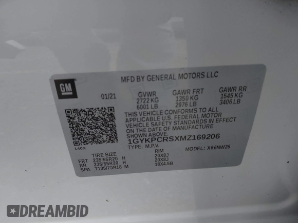 2021 Cadillac XT6 Premium Luxury z VIN 1GYKPCRSXMZ169206, wystawiony jako IAAI lot #41581841 z przebiegiem 64 789 mil mil oraz . Historia ofert i sprzedaży dostępna na DreamBid. Obrazek 9.