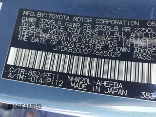 2007 Toyota Prius with VIN JTDKB20U077665029, listed as a IAAI auction lot 42388682 with 199,248 mi miles and . Bid and sale history available at DreamBid. Image 9.