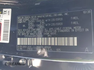 2021 Toyota Highlander Hybrid Limited with VIN 5TDYARAH8MS006883, listed as a IAAI auction lot 41507332 with 169,210 mi miles and . Bid and sale history available at DreamBid. Image 9.