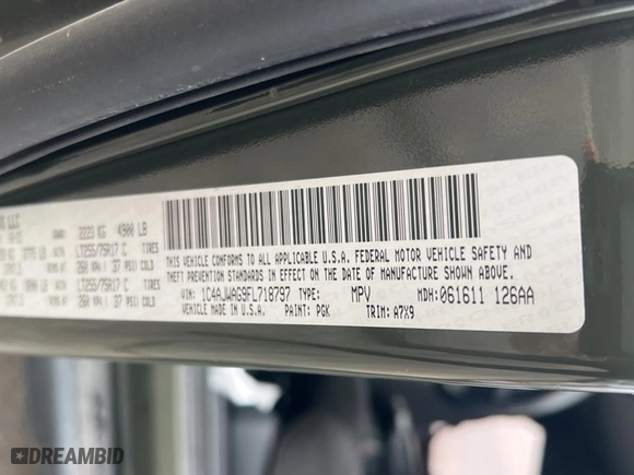 2015 Jeep Wrangler Sport with VIN 1C4AJWAG9FL718797, listed as a Copart auction lot 45998975 with 44,575 mi miles and Clean Title. Bid and sale history available at carsss.com. Image 10.