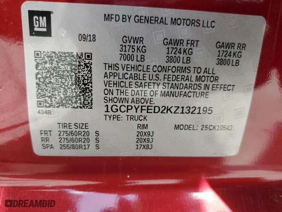 2019 Chevrolet Silverado 1500 LT Trail Boss with VIN 1GCPYFED2KZ132195, listed as a Copart auction lot 48697765 with 104,735 mi miles and Salvage Title. Bid and sale history available at carsss.com. Image 12.