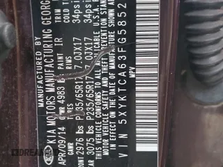 2015 Kia Sorento LX с VIN 5XYKTCA63FG585261, выставлен на аукционе Copart как лот 84011454 с пробегом 148 135 миль миль и Списание • Salvage title. История ставок и продаж доступна на DreamBid. Изображение 13.