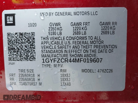 2021 Cadillac XT4 FWD Premium Luxury with VIN 1GYFZCR44MF019607, listed as a IAAI auction lot 41363064 with 24,364 mi miles. Bid and sale history available at carsss.com. Image 9.