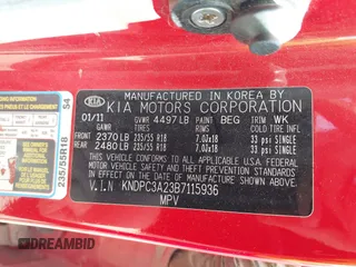 2011 Kia Sportage EX with VIN KNDPC3A23B7115936, listed as a IAAI auction lot 42706658 with 143,544 mi miles and . Bid and sale history available at DreamBid. Image 9.