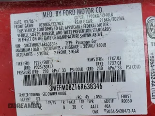 2006 Mercury Milan Premier with VIN 3MEFM08Z16R638346, listed as a Copart auction lot 78444814 with 142,610 mi miles and Salvage Title. Bid and sale history available at carsss.com. Image 14.