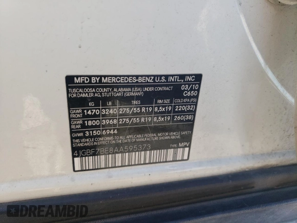 2010 Mercedes-Benz GL-Class GL 450 with VIN 4JGBF7BE8AA595373, listed as a Copart auction lot 73852304 with 211,033 mi miles and Salvage Title. Bid and sale history available at carsss.com. Image 13.